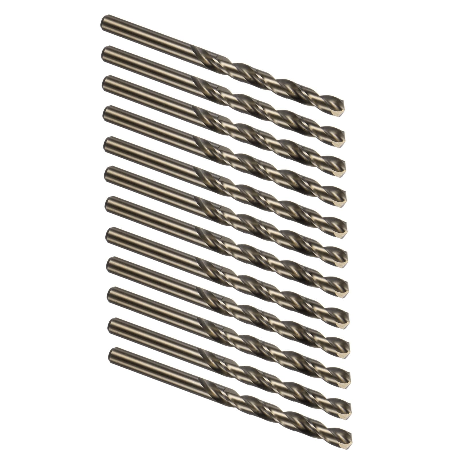 Kozelo 12PCS Twist Drill Bit - [17/64"] M35 High-Speed Steel Cobalt Round Shank Jobber Bit Set Dark Gold for Metal Wood Plastic Steel Use, 65mm/2.56" Blade Length — image 1