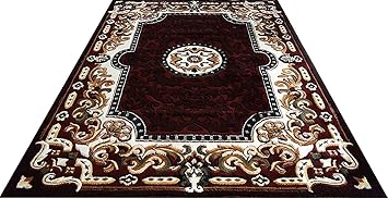 Paradise Carpet Creation Floral Persian Carpet (Brown, Acrylic, 8 X 11 Feet)