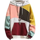 Zifipeoed Men's Hoodie Streetwear Hip Hop Hoodies Sweatshirt Contrast Color Long Sleeve Pullover