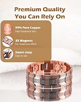 Jeracol 99% Pure Copper Magnetic Bracelet Men 57 Magnets Gift Box Sizing view 3
