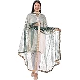 themilestocks Woman's Embellished Net Dupatta Scarf Shawl Wrap Soft Indian Bridal Wedding