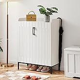 Mericonia Modern Shoe Cabinet with Metal Legs, Farmhouse Large 5-Tier Shoe Storage Cabinet with Doors, Wooden Shoe Organizer for Entryway, Hallway, Closet, Bedroom, Living Room, White | Shoe Storage Cabinet, with Doors, Shoe Organizer, for Entryway, for Hallway, for Closet