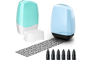 KOEYLE 2 Pack Confidential Roller Stamp with 6 Pack Refills Ink, Identity Protection Roller Stamps for ID Theft Security and Personal Privacy (Blue & Green)