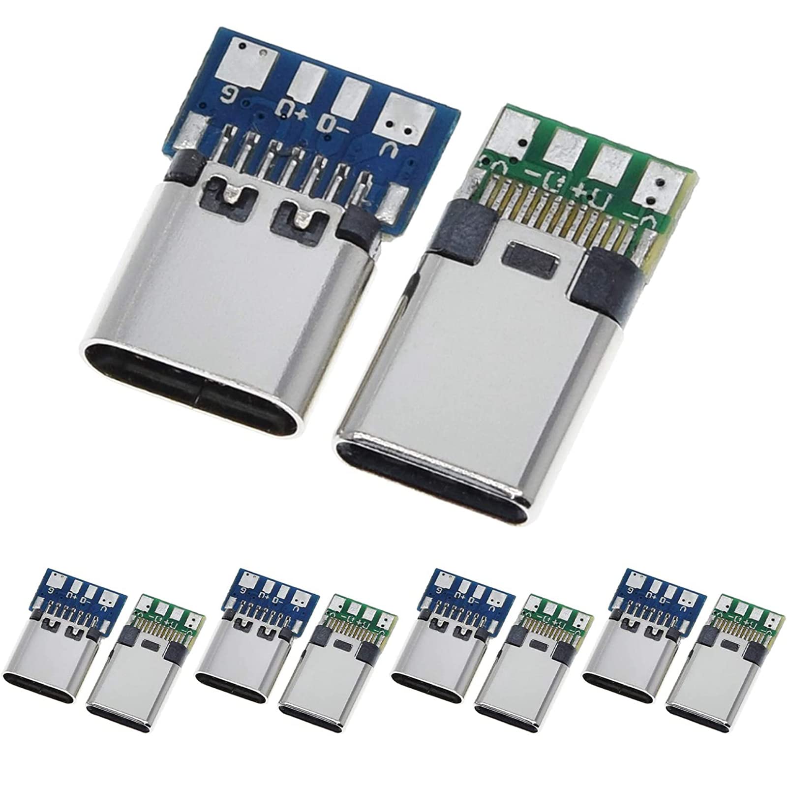 PENGLIN 10PCS USB 3.1 Type C Connector 24 Pins Male Female Plug Socket Receptacle Adapter to Solder Wire & Cable 24P PCB Board Support Module