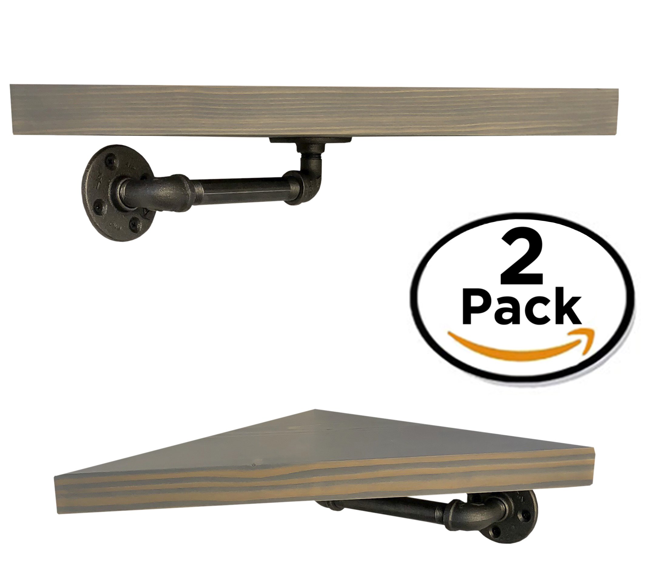 2 Heavy Duty Industrial Pipe Corner Shelf Bracket Hardware/brackets