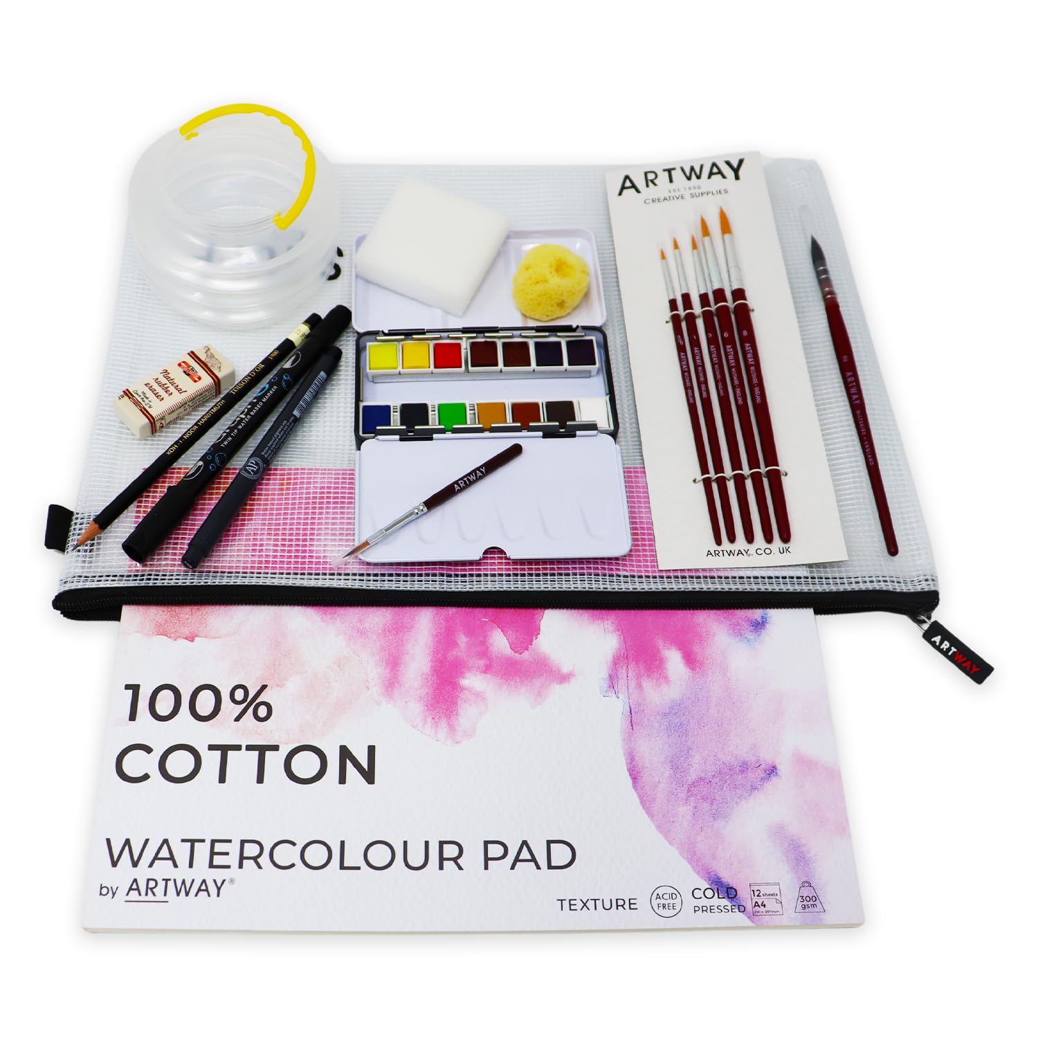 Artway Watercolour Paint Kit - A great starter watercolour paint set for those looking to develop their watercolour painting skills, Black