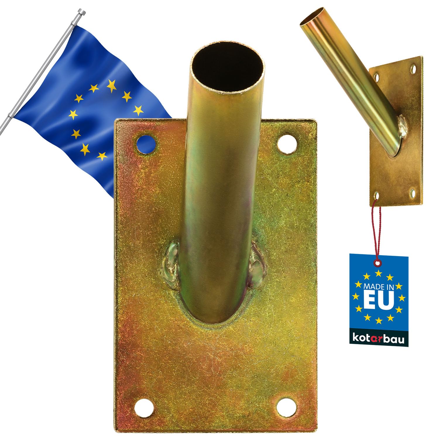 KOTARBAU Flag Holder 1 Way Screw Flag, Flag Holder, Flag Holder, Flag Holder, Handle, Wall Mount, Hot-Dip Galvanised Gold โ image 1