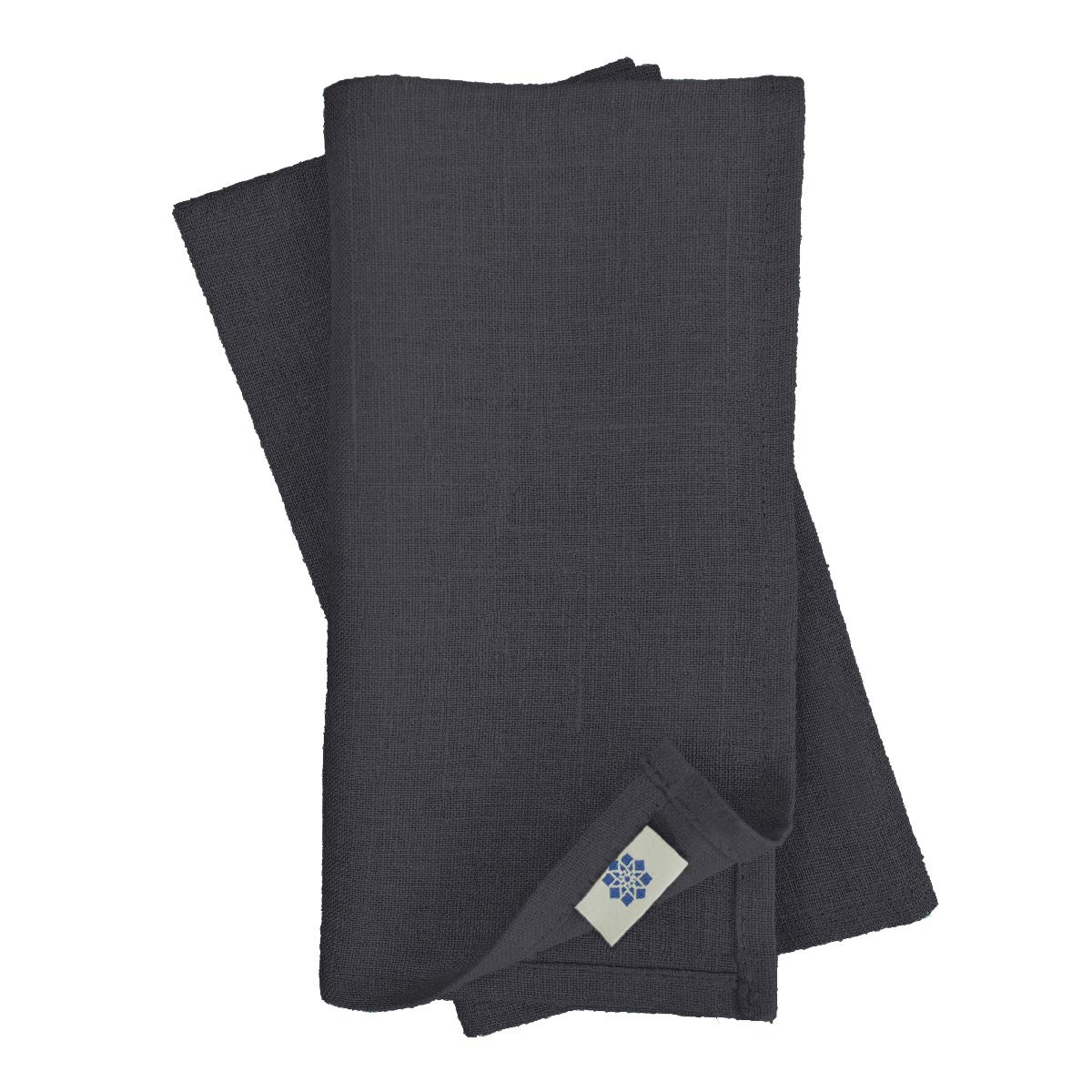 Set of 4 Linen & Cotton Stonewashed Napkins NORDIC - 100% Linen 42cm x 42cm (16.8'' x 16.8'') Black