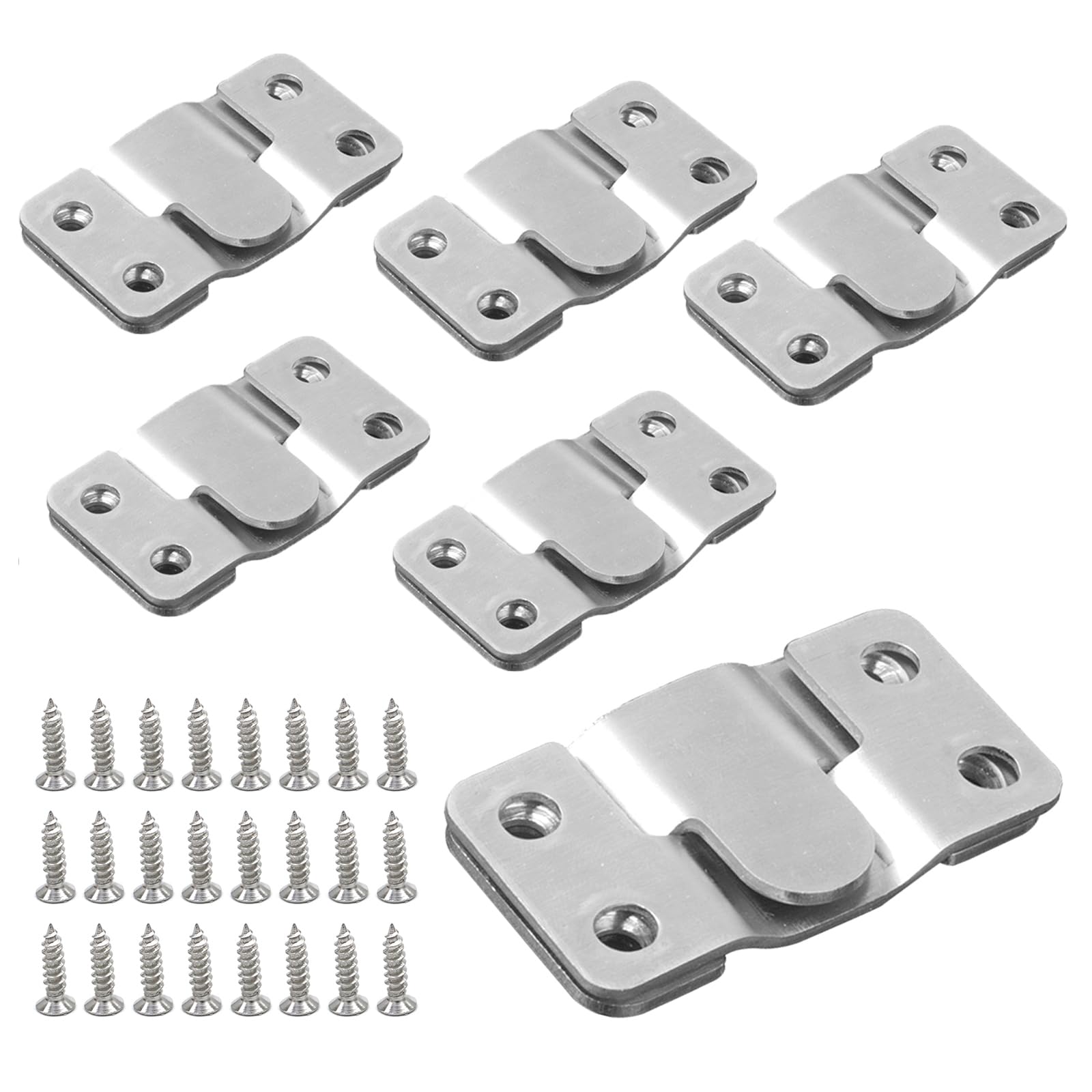 Flush Concealed Mount Bracket, 6 Pairs Interlocking Hang Buckle Heavy Duty with Screws Flush Mount Brackets Mirror Headboard Wall Fixings 53MM