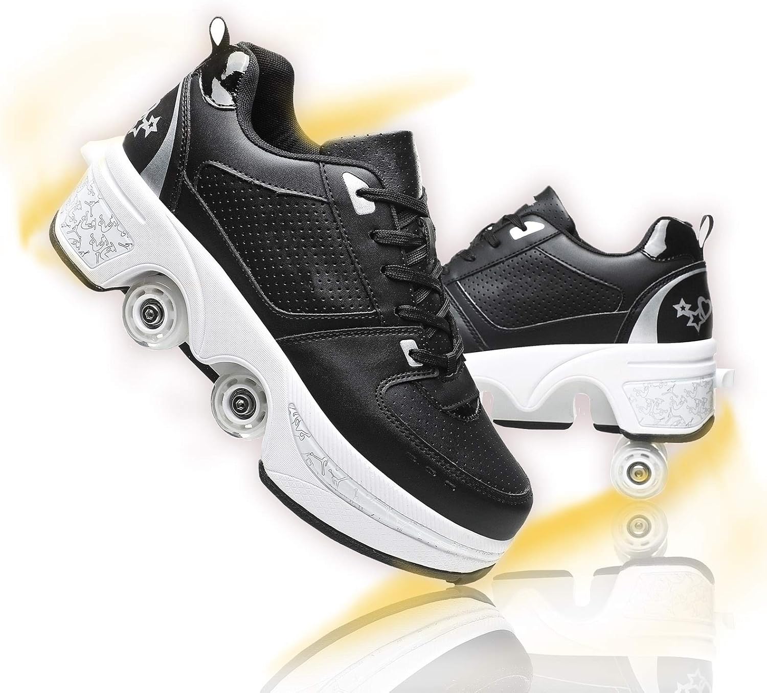 Kids Roller Skates Girls Automatic Walking Shoes Invisible Doublerow