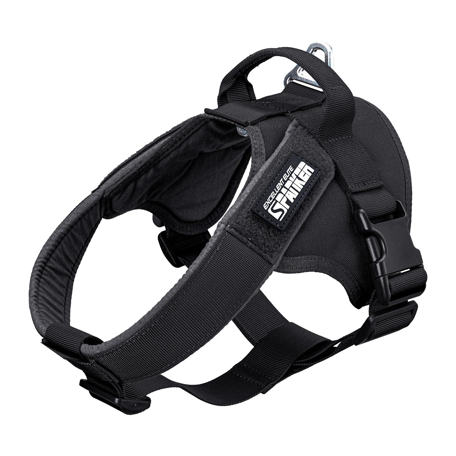 EXCELLENT ELITE SPANKER Tactical Military Dog Harness No-Pull Service Dog Vest Adjustable Training Working Dog Vest with Handle for Medium Large Dogs(BLK-L)