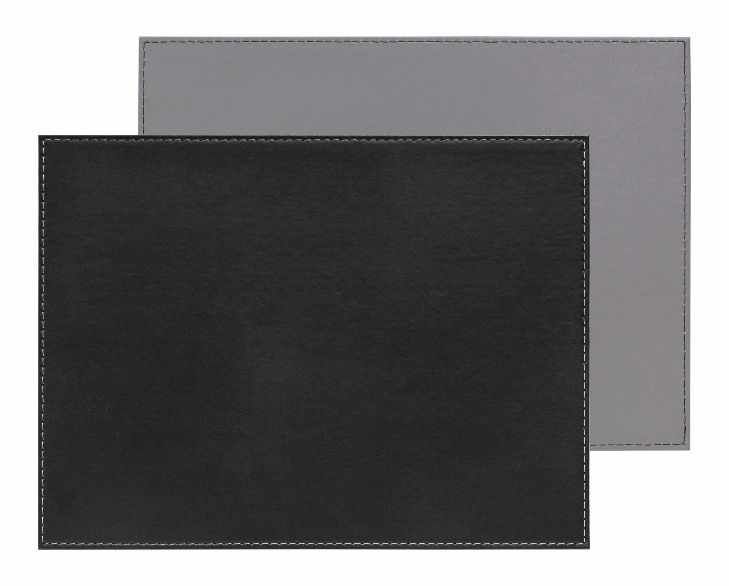Freeform Duo Rectangular Placemat, Faux Leather, Black/Grey, One Size