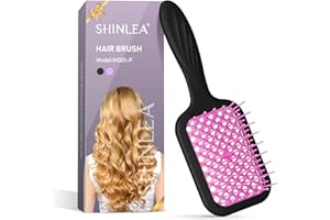 SHINLEA Vented Detangling Brush for Curly Thick Hair, Wave-Shaped Bristles for Scalp Massage, Anti-Tangle Hairbrush for Women, Men and Teens, Purple