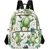 ALAZA Green Dinosaur Dino Small Backpack Purse for Women Travel Bag Fashion Daypack Back Pack Shoulder Bag