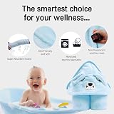 HiABsee Baby Towels with Hood Ultra Soft Coral Fleece 80x80cm Blue Dog view 4