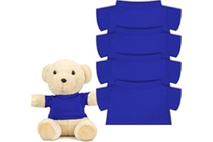 AECSZE 4 PCS Stuffed Bear Basic T Shirt Clothes for 10-12Inch, T Shirt Classic Crew Neck Bear, Cute Tiny Clothes DIY Bear Toy (for 10-12 Inch,Blue)