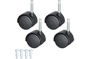 YEWEKE Stem Caster Wheels with 5/16" x 1-1/2" (8 x 38mm) Stem Sockets TPR Replacement Castors Swivel Casters for Carts, Furniture, Dolly, Workbench (2.0 Inch Black Nylon Caster Without Brake)