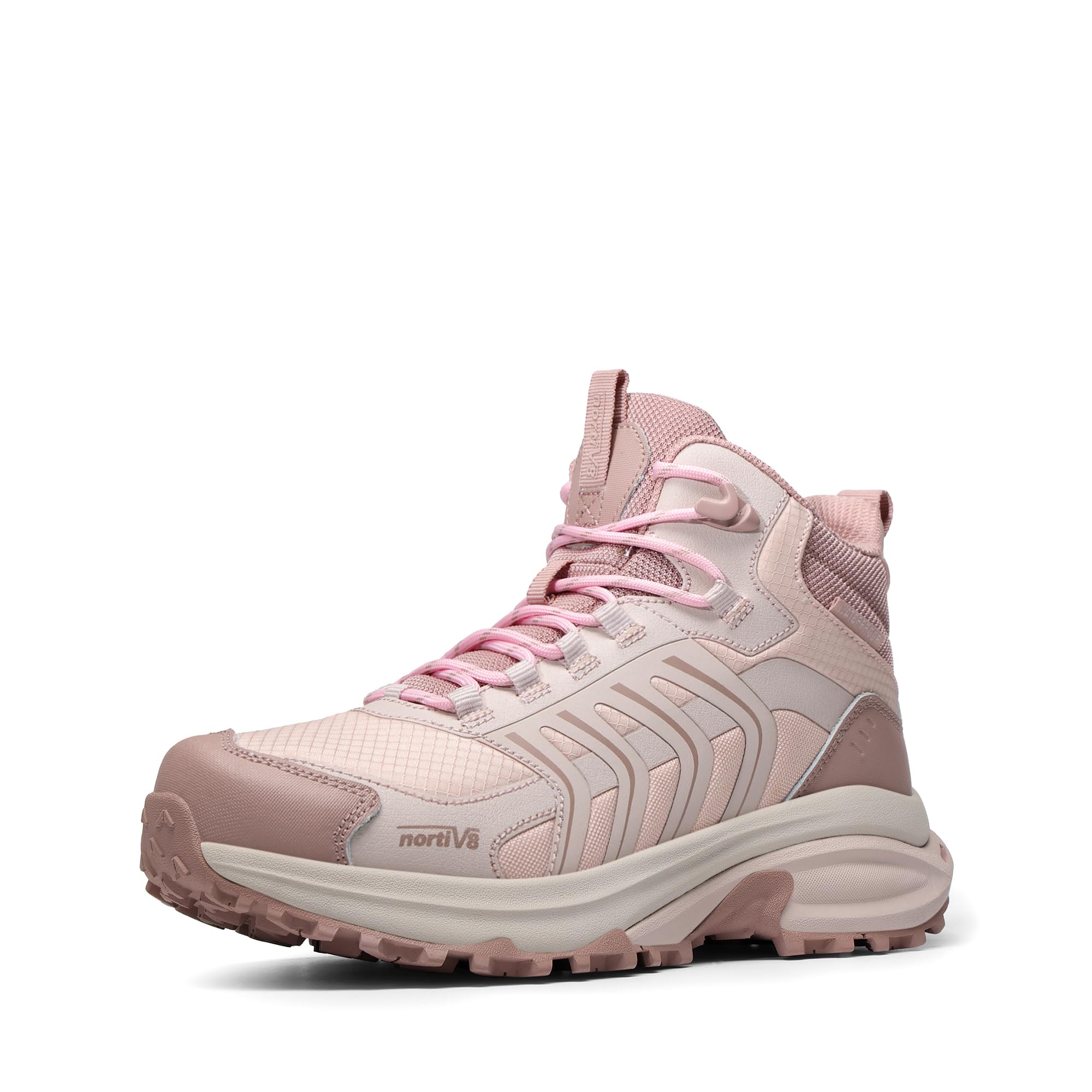 NORTIV 8 Botas de senderismo impermeables para mujer Armadillo FieldLite, rosa claro, 6