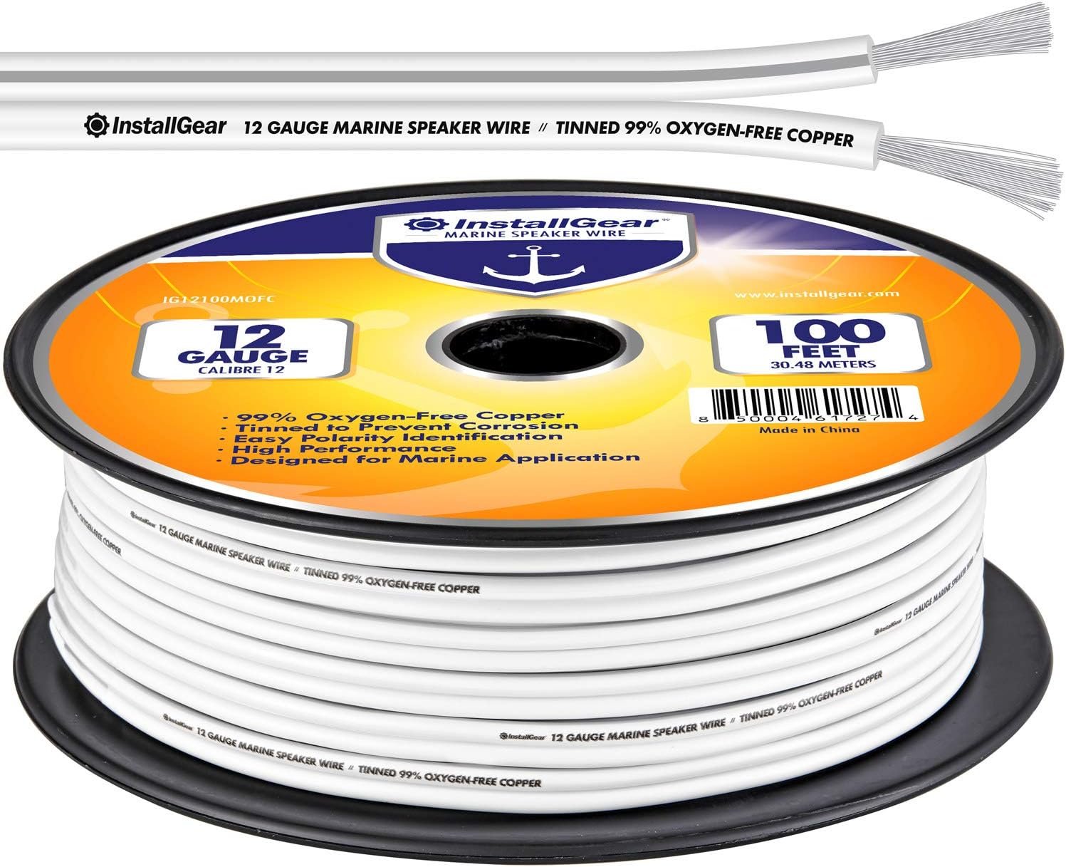 InstallGear 12 Gauge Tinned OFC Heavy Duty Boat Marine Speaker Wire, 100 feet: Industrial & Scientific