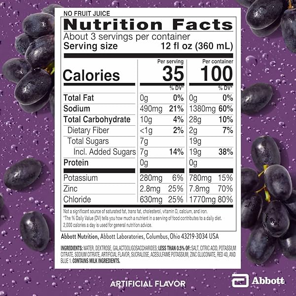 PEDIALYTE ADVANCEDCARE PLUS ELECTROLYTE HYDRATION DRINK, HAS 33% MORE ELECTROLYTES AND HAS PREACTIV PREBIOTICS, ICED GRAPE, 1 LITER