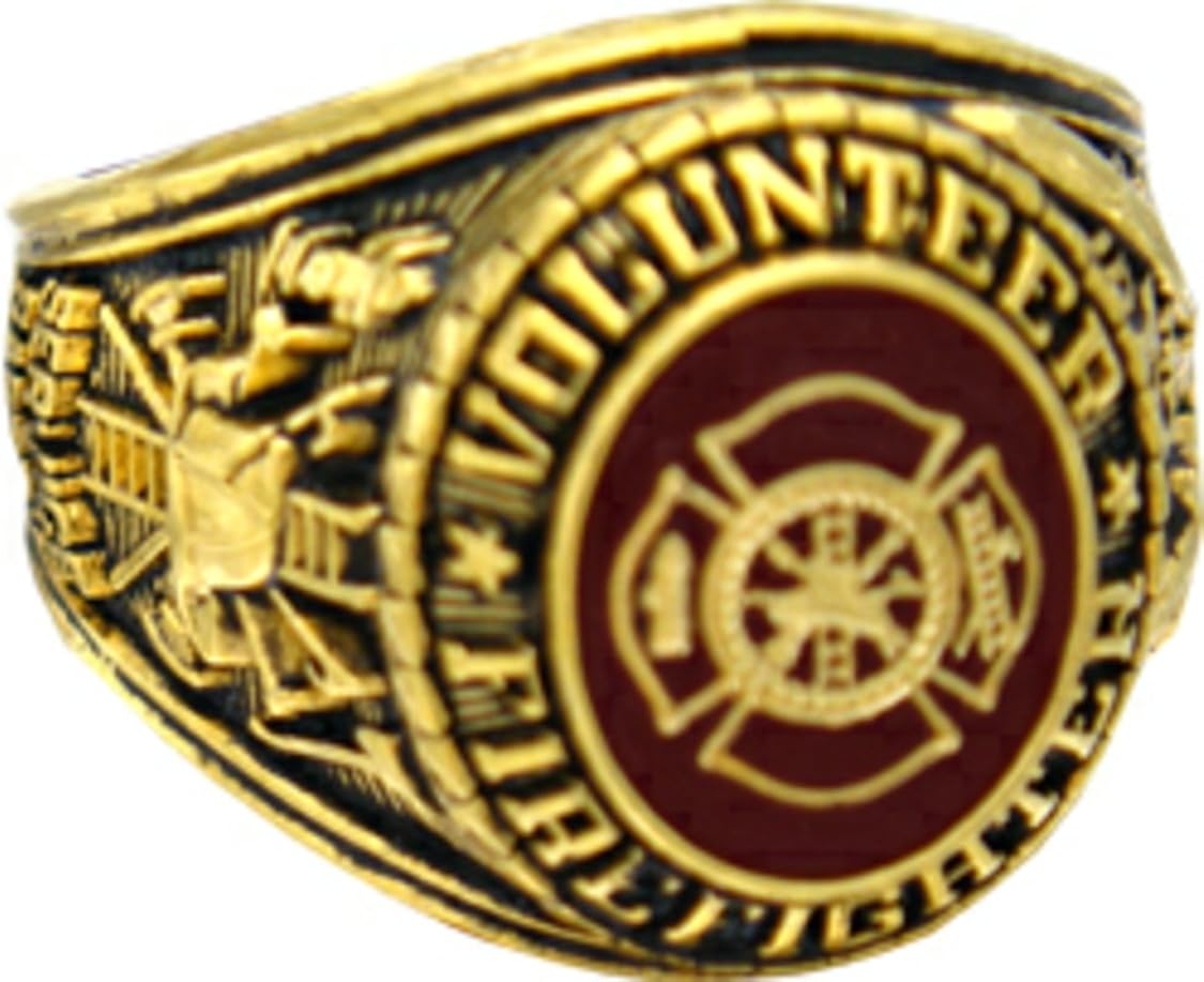 HMC Volunteer Firefighter 14k Gold Plated Ring (9) Amazon.co.uk Jewellery