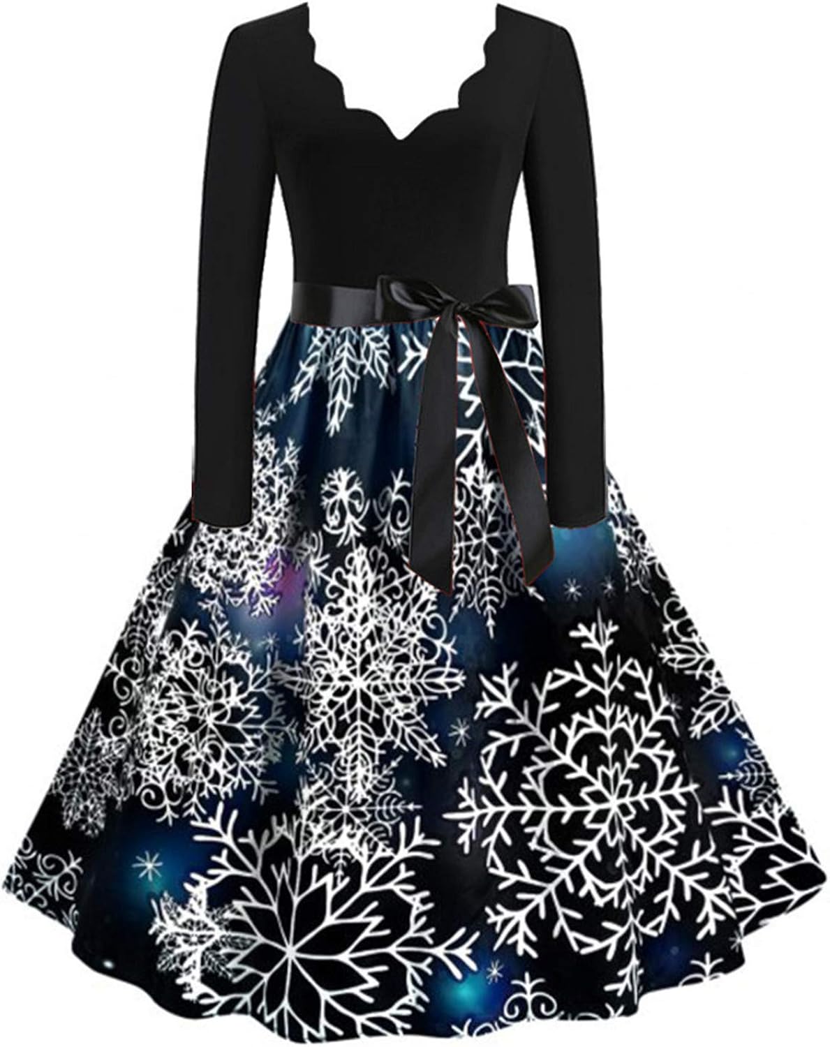 Amazon.com: Christmas Dress Women Musical Notes Print Vintage Flare Dresses Long Sleeve 
