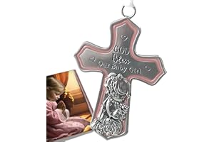 elskandi Crib Cross God Bless This Baby Girl Baptism Gifts for Baby Girls Christening Gifts for Girls Baptism Baby Dedication Gift