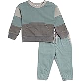 Splendid Baby Boys' Washed Colorblock Long-Sleeve Top and Pant 2-Piece Set, Glacier, 3-6 Months