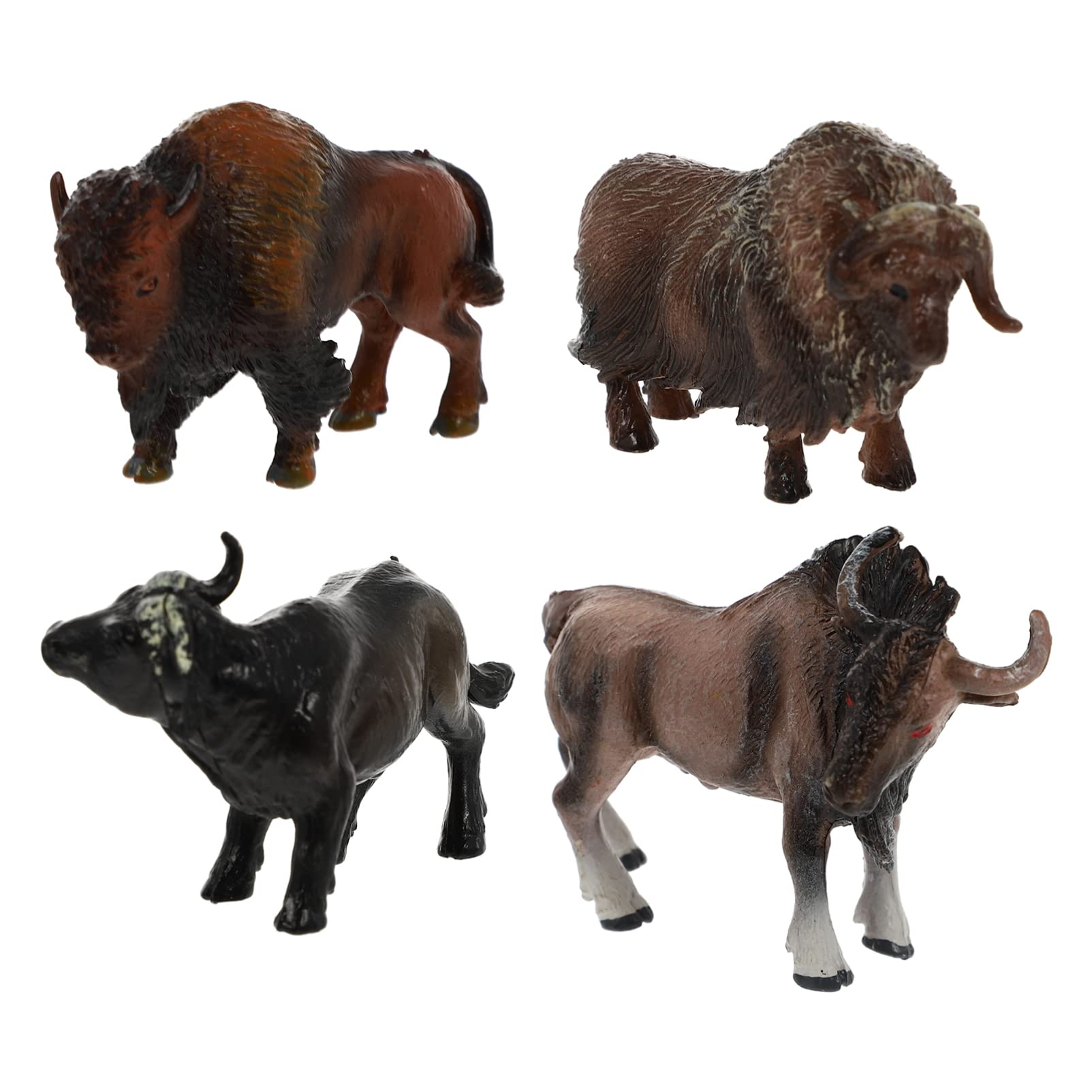 STOBOK 4Pcs Realistic Yak Toys Figures Set, Mini Cow Models Farm Animal Figurines Home Desktop Ornaments Birthday Party Collection Gifts