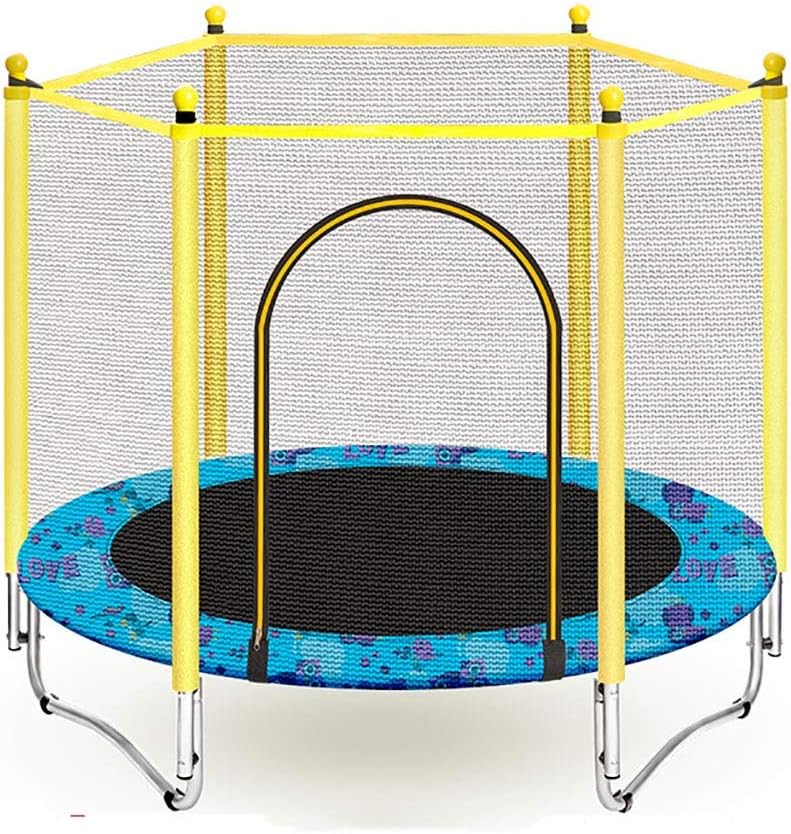 XGHW Children's fitness trampoline with protective net,garden trampoline,high elasticity,anti-collision sponge cover,designed for indoor kids home fitness use,easy to install and remove