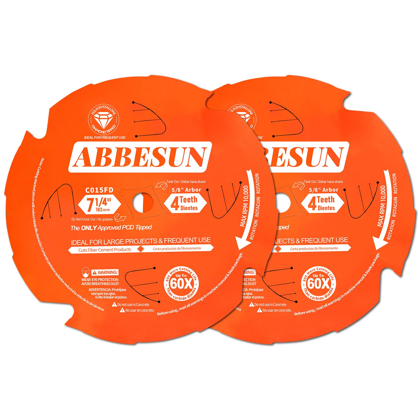 Photo 1 of 2 Pack 7-1/4 Inch 4T PCD Tipped Hardie Blade Fiber Cement Circular Saw Blade with 5/8'' DMK Arbor, for Diablo 7-1/4'' Circular Saw Blade D0704DH, Polycrystalline Diamond Tipped, for Laminate Flooring