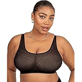 Curvy Couture Womens Curvy Couture Women's Sheer Mesh Plus Size Bralette, with Support and Wireless, See Through Bras