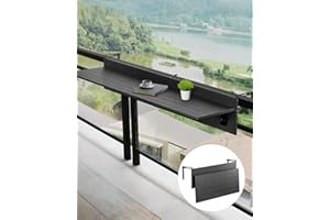 VEVOR Balcony Hanging Table, 12 x 48 in Folding Balcony Railing Table, Outdoor Balcony Bar Table for Railings, 50 lbs Loading