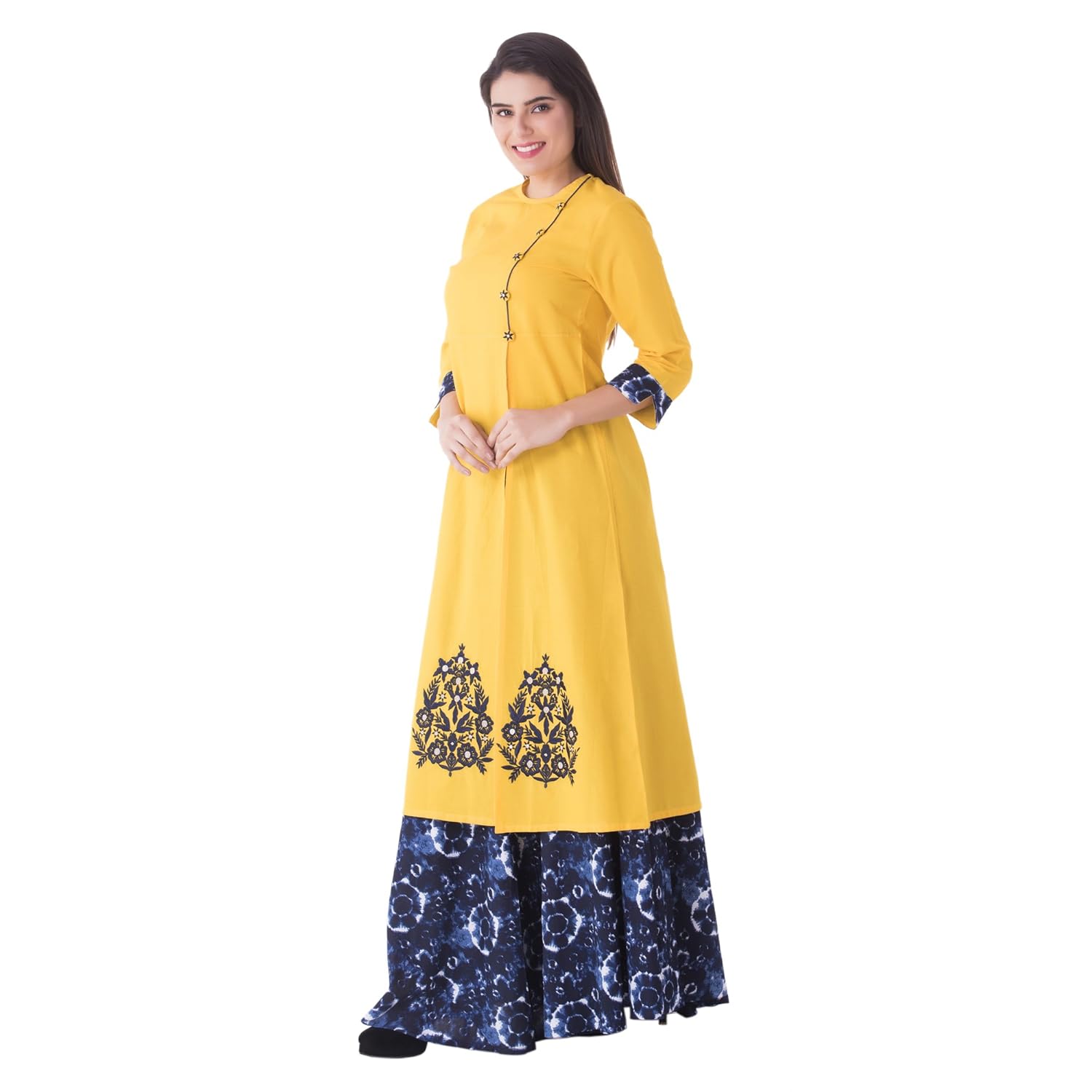 khushal k women's rayon printed kurta with skirt