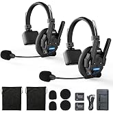 SYNCO XTALK XPRO2 Wireless Intercom Headsets for Communication 2 Person | 2 Way Communication Headset, 24H Working Time, 1640ft Range, Communication Headsets for Boating Production Live, Full Duplex