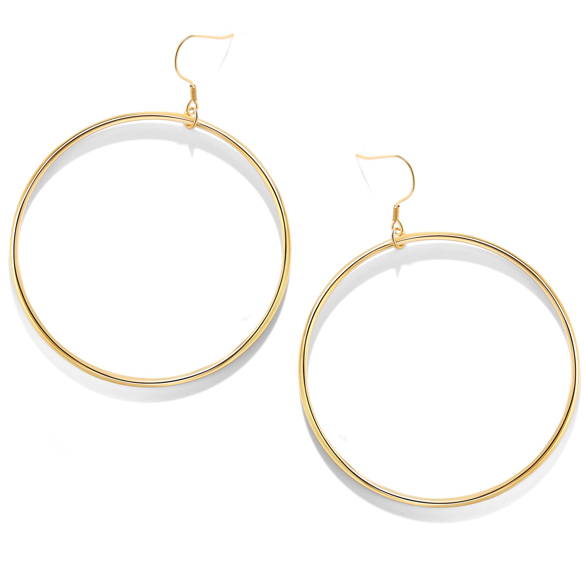 Mocalady Jewelers Womens Hoop Earrings 18 K Gold Stainless Steel Jewelry Ear Loop 60 MM