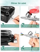 Oasser Airbrush Set 36 PSI with Compressor Dual Action Nozzles 0.2 0.3 0.5mm view 4