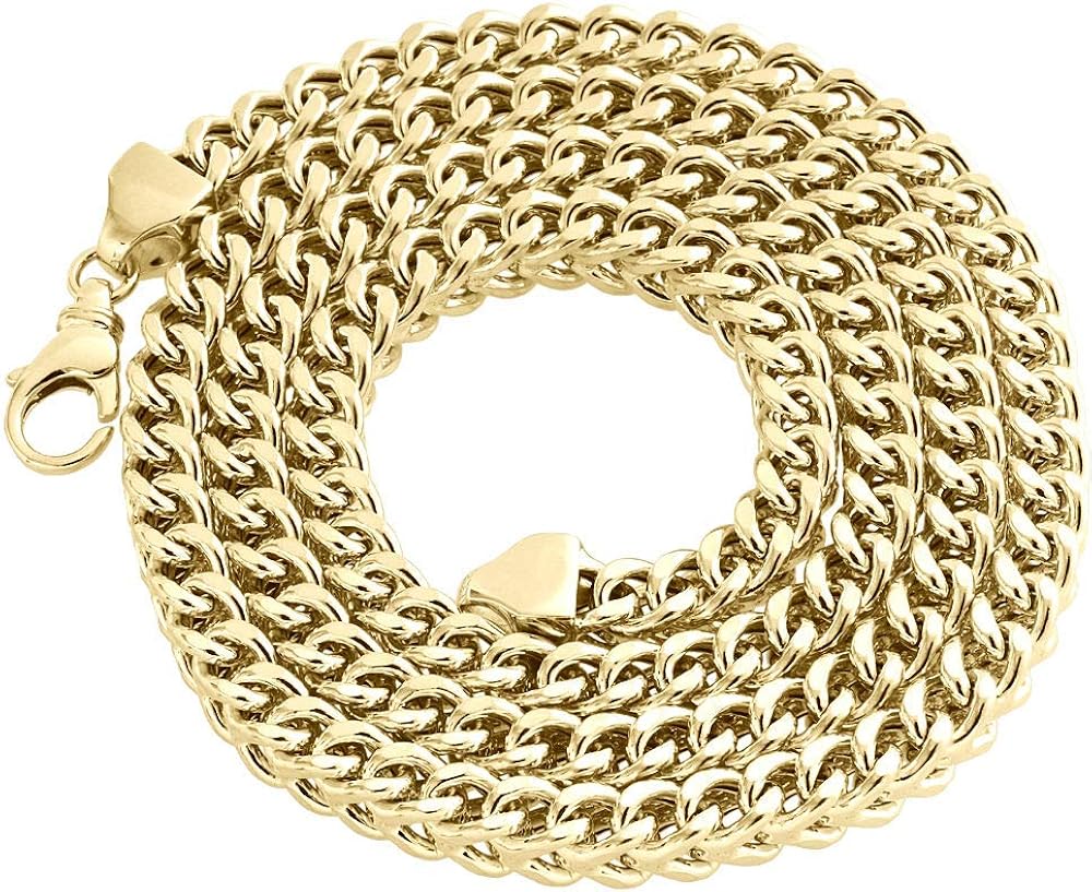 Real 10K Yellow Gold 3D Hollow Franco Box Link Chain 6.75mm Necklace 26 Inch | Amazon.com
