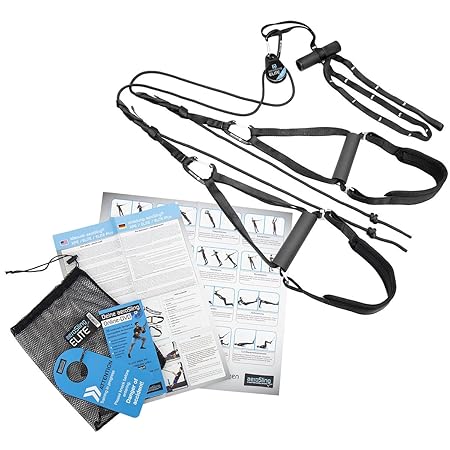 aeroSling ELITE Plus - Sling Trainer mit Profi Umlenkrolle, Türanker, Online-DVD, Poster