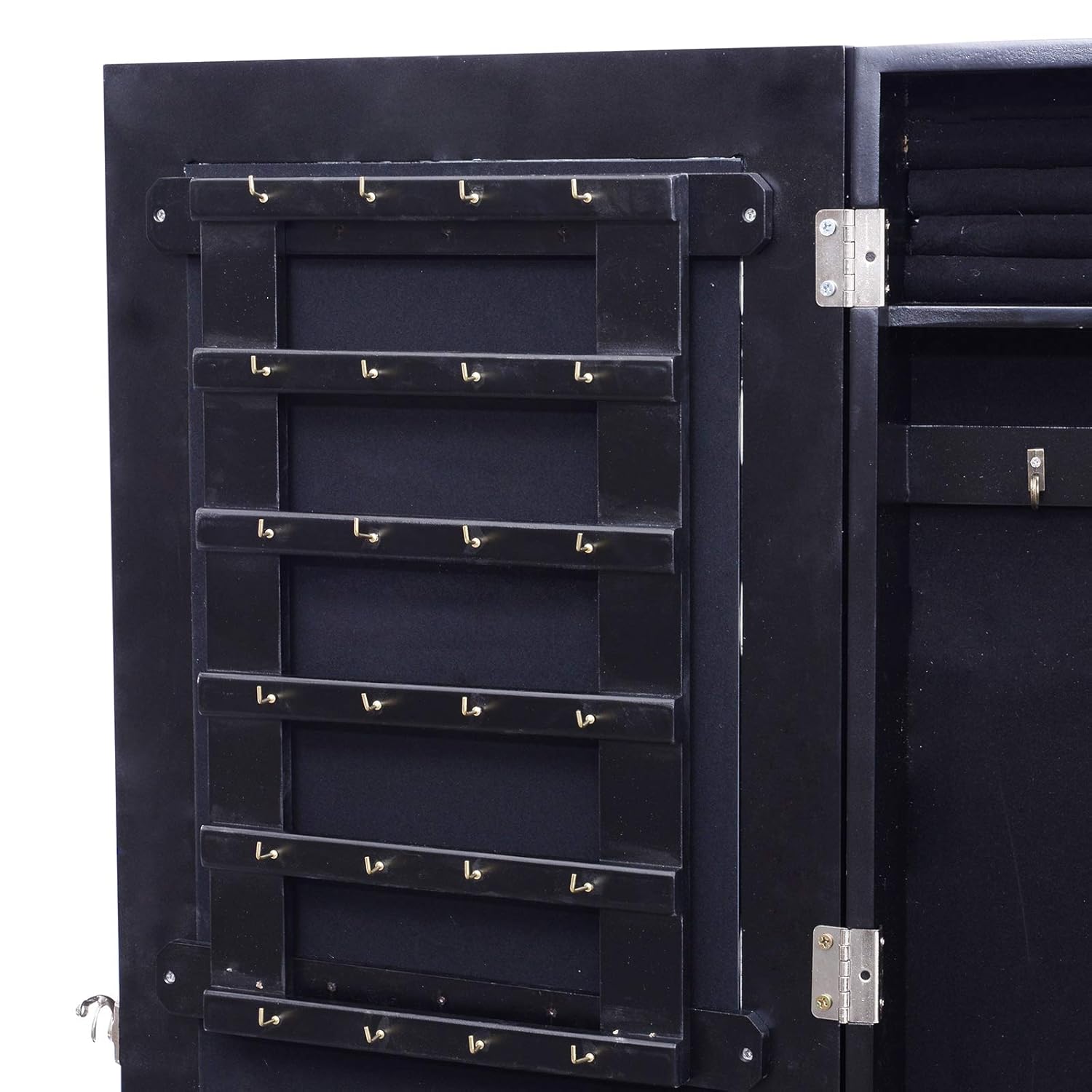 Homcom Espejo Joyero De Pared O De Pie Armario Para Joyas Con Cerradura