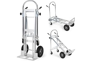 3-in-1 Convertible Hand Truck 700 LBS, Folding Platform Truck Dolly with 4-Wheel Design and Adjustable Telescoping Handle for