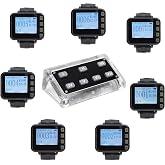 CYSSJF 7-Key Restaurant Server Pager System with 7 Wireless Wrist Receivers | Waterproof Chef to Waiter Calling System, Vibration &amp; Beep, Kitchen Food Pickup Alert, for Diner Bar Caf&eacute; Food Court Hotel