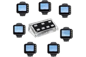 CYSSJF Pager System for Restaurant Servers - Wireless Calling System, Restaurant Pager System, Kitchen Paging Waiter System, Wide Range, 7 Watch Receivers, 1 7-Key Call Button for Coffee, Shops, Factories