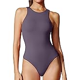 IUGA Bodysuits for Women Tummy Control Sleeveless Bodysuit Racerback Halter Body suits Tank Top