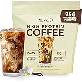 High Protein Coffee Powder 25 Grams Whey Isolate100mg Natural Green Tea Caffeine | 0 Added Sugar Keto Gluten Free 99.9% Lactose Free | Hot or Iced15 Serving 15 Servings (17 OZ, French Vanilla)