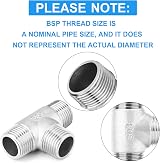 ERGAOBOY 2 Pcs 1/2" BSP Stainless Steel 304 T-Shape 3 Way Fitting Water Oil Gas view 3