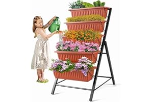 SEJOV 4FT Vertical Raised Garden Bed, 5 Tiers Planter Box with Drainage System for Herb Vegetables Flowers, Elevated Garden Bed Perfect for Patio Balcony Greenhouse Outdoor and Indoor Garden Planters