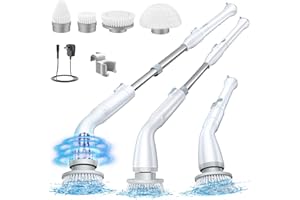LABIGO Electric Spin Scrubber LA1 Pro, Cordless Cleaning Brush with 4 Replaceable Brush Heads and Adjustable Extension Handle