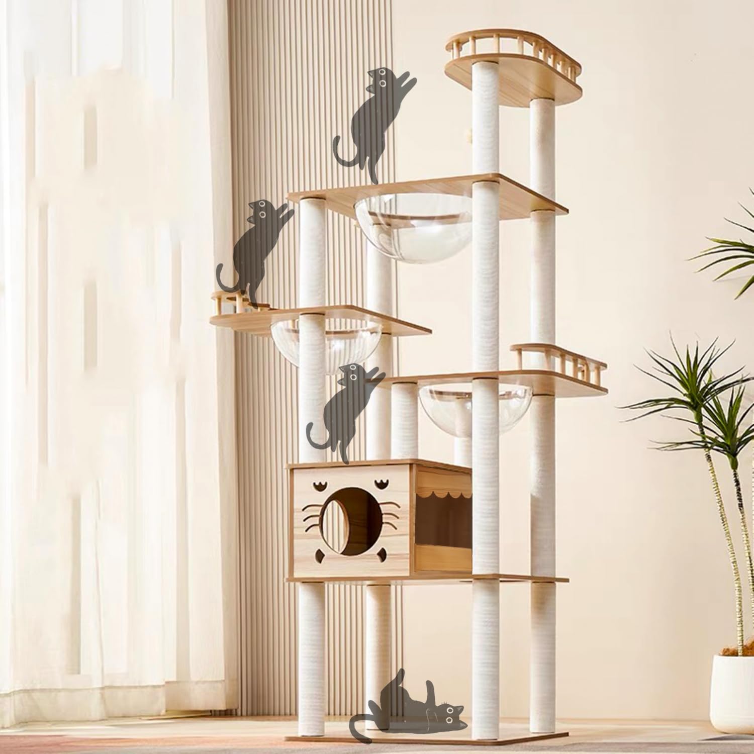 Photo 1 of ***FOR PARTS ONLY/ HAS AMAGED & BROKEN PIECES**** Yinanroa 73-Inch Cat Tower for Multiple Cats, Cat Tower for Large Cats, Slim, Stable, Freestanding, Popular,Prevents Cats from Falling, Space Saving, Wooden Cat Tower 20lb (8782)