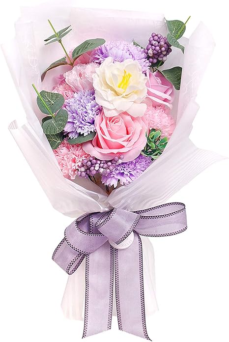 Amazon Reemonde ソープフラワー バラ 造花 枯れない花 石鹸花束 敬老の日ギフト 半透明ボックス メッセージカード付き インテリア バレンタインデー クリスマス 母の日 誕生日 祝い 昇進 転居 記念日 ピンク バラ カーネーション 造花 オンライン通販